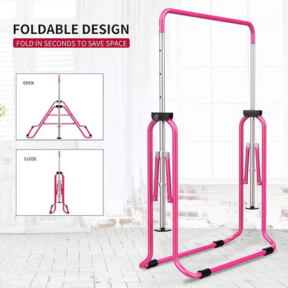 Tepemccu Expandable Gymnastics Bars, Adjustable Height Gymnastic Horizontal Bars, Children Folding Training Bar for Kids