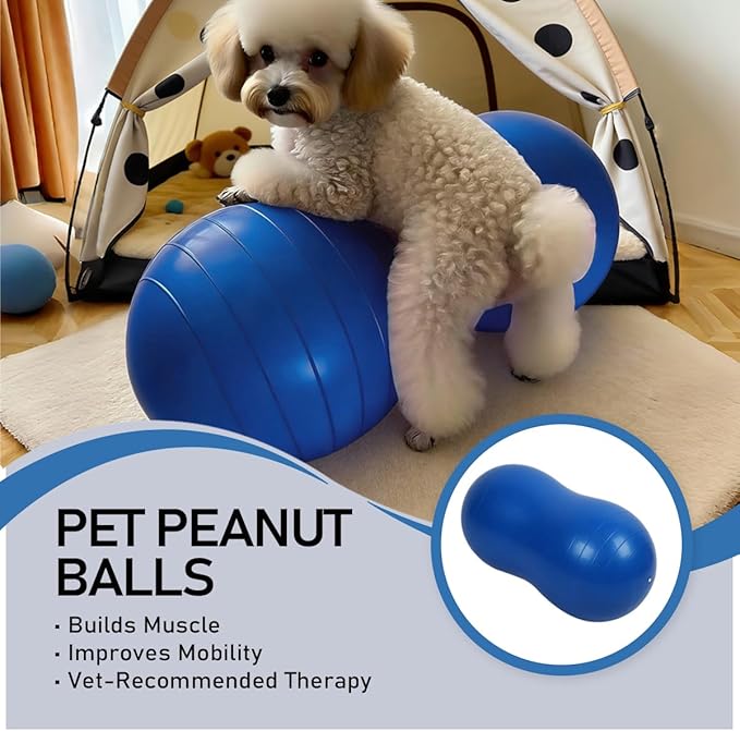 Dog Peanut Ball for Canine Fitness & Rehabilitation for Small Medium Large Breed - Anti-Burst Pet Exercise Equipment for Core Strengthening Balance Training Hind Leg Stability (Small - for Legs 3-7")