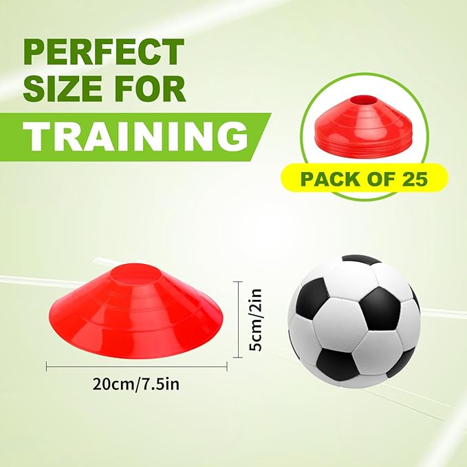 Ashsajkd(Set of 25/50/100 - Agility Soccer Cones with Carry Bag and for ， Football Cones for TrainingFootball, Basketball, Coaching, Agility Cones for Indoor and Outdoor Games