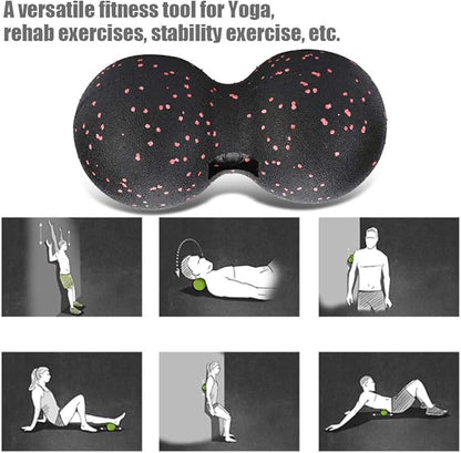 Peanut Massage Ball, 24x12cm Myofascial Release Acupoint Massage Deep Tissue Muscle Massage Back Leg Massage Roller Mobility Ball Double Ball for Daily Physical Therapy Yoga Therapy