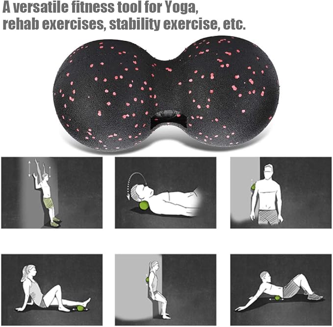 EPP Yoga Foam Roller Massage Ball Set High Density Muscle Recovery Tool for Yoga Rehabilitation Stability Exercises Black Color 30x15cm 11.8x5.9inch (24x12cm Double Balls)