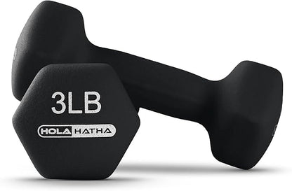 HolaHatha 2, 3, 5, 8, and 10 Pound Neoprene Dumbbell Free Hand Weight Set with Rack, Ideal for Home Exercises to Gain Tone and Definition, Pastel