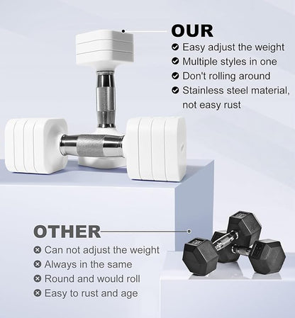 15LB 20LB 30LB 40LB 50LB Adjustable Dumbbell Set Free Weights Dumbbells Set for Women Men Hand Weights Sets Adjust Dumbbell Weight Sets for Home Gym Exercise Workout Strength Training Equipments