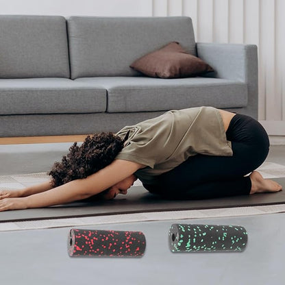 Veemoon 2pcs Mini Exercise Foam Rollers for Muscle Massage, Lightweight Hollow Fitness Rollers for Travel, Includes Green and Red Body Massage Sticks for Muscle Relaxation