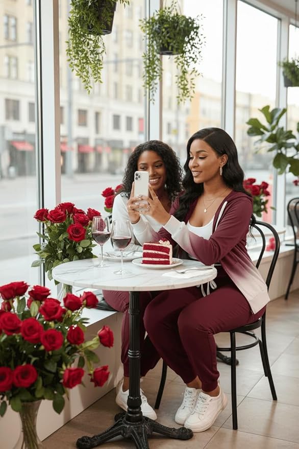 CLOCOR Track Suits for Women Set - Casual 2 Piece Outfits Sweatsuit Pocket Hoodies Long Sleeve with Patchwork Pants Set