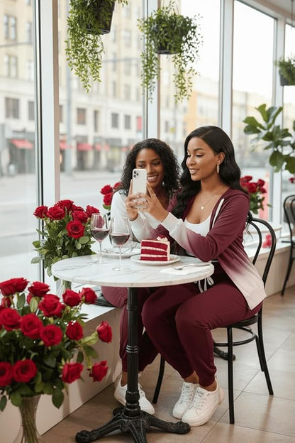 CLOCOR Track Suits for Women Set - Casual 2 Piece Outfits Sweatsuit Pocket Hoodies Long Sleeve with Patchwork Pants Set