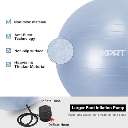 XPRT Fitness Exercise Ball (55/65/75cm) - Yoga Ball for Home Gym Workout, Physical Therapy, Balance, Stability Training - Office Ball Chair with Quick Pump (5 Colors)