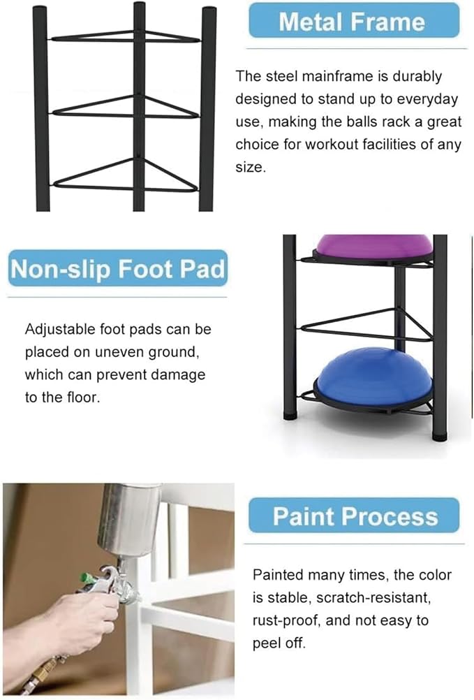 Balance Ball Half Rack 3/5/6/7 Tiers, Iron Half Exercise Balls Holder for Yoga Ball, Home Gym Studios Standing Balls Balance Trainer Shelf
