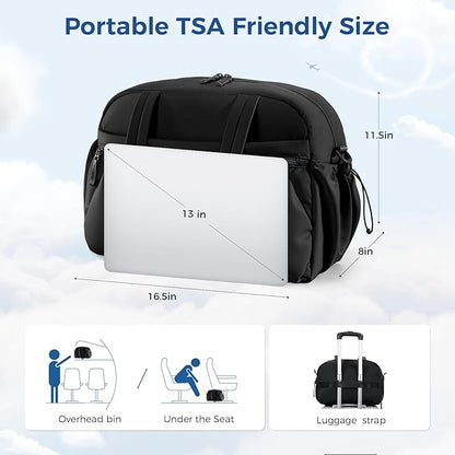 Travel Duffle Bag for Women - Gym Bag With Shoes Compartment & Wet Pocket, Carry On For Weekender, Overnight, Sport(Black)