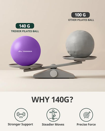 Trideer 9-Inch Pilates Ball, Small Exercise Ball for Yoga, Core Training, Physical Therapy, Balance, Stability and Stretching Pilates Equipment with Inflation Straw