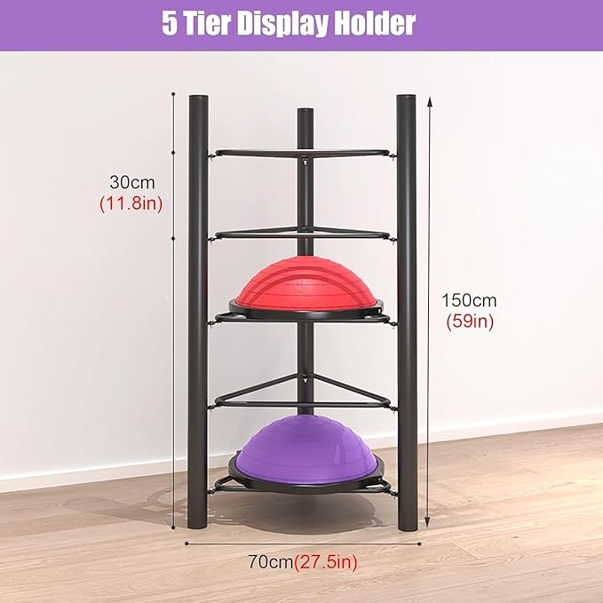 Commercial Gym Exercise Ball Holder Half Ball Balance Trainer Holder 5/6 Layer Stability Balls Organizer, Workout Equipment Shelf