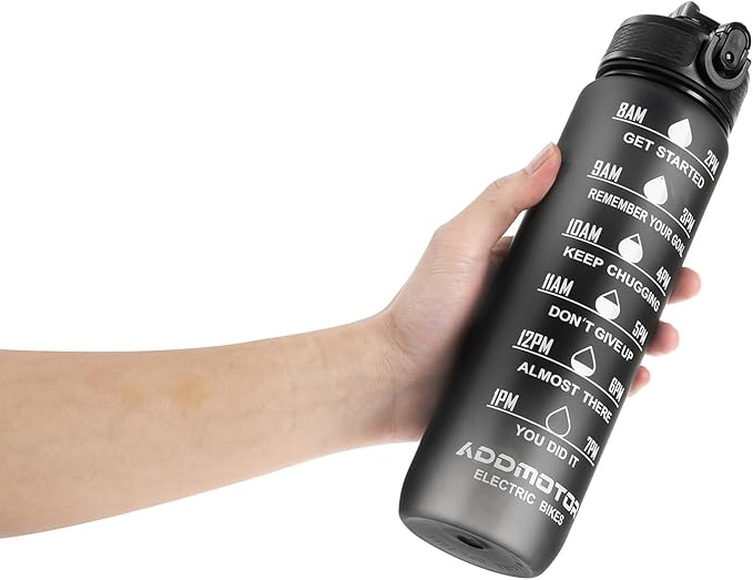 ADDMOTOR 32oz Sports Water Bottles with Time Marker, BPA Free Bottle with Straw -Leakproof BPA & Toxic Free Gym Bottle for Fitness, Gym, Camping, Outdoor Sports with Straw