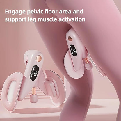 Inner Thigh Exerciser with 30 LB Resistance Bands, 10-78 LB Thigh Exerciser for Home Gym, 360° Rotating Thigh & Glute Workout Equipment, Portable Arm and Hip Trainer, Light Pink