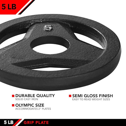 JFIT Olympic 2 Inch Grip Plates and Bumper Plates for Barbell - Single Weights or Sets of 2 (Muliple Weights)