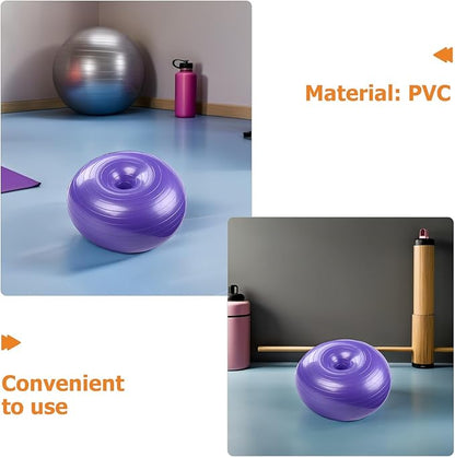 VOSAREA Inflatable Donut Yoga Ball with Air Pump, Thickened Durable Stability Ball for Core Training and Pregnancy Exercise, Purple Gym Balance Trainer for Home and Office