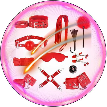 The Home Gym Exercise Set Includes 12 Different Accessories, Including Adjustable Aerobic Exercise Equipment for Both Men and Women-Q (red)