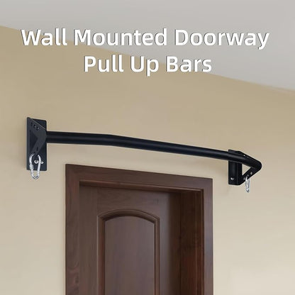 Wall Mounted Pull Up Bar Doorway, Heavy Duty Strength Training Pull-Up & Chin Up Bars for Doorframe, Support Beam or Joist Mount Thick Metal Sturdy Construction Support 500 lbs