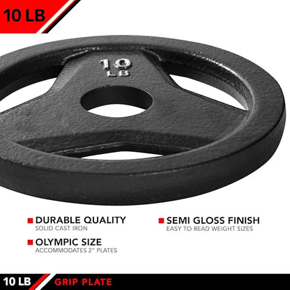 JFIT Olympic 2 Inch Grip Plates and Bumper Plates for Barbell - Single Weights or Sets of 2 (Muliple Weights)