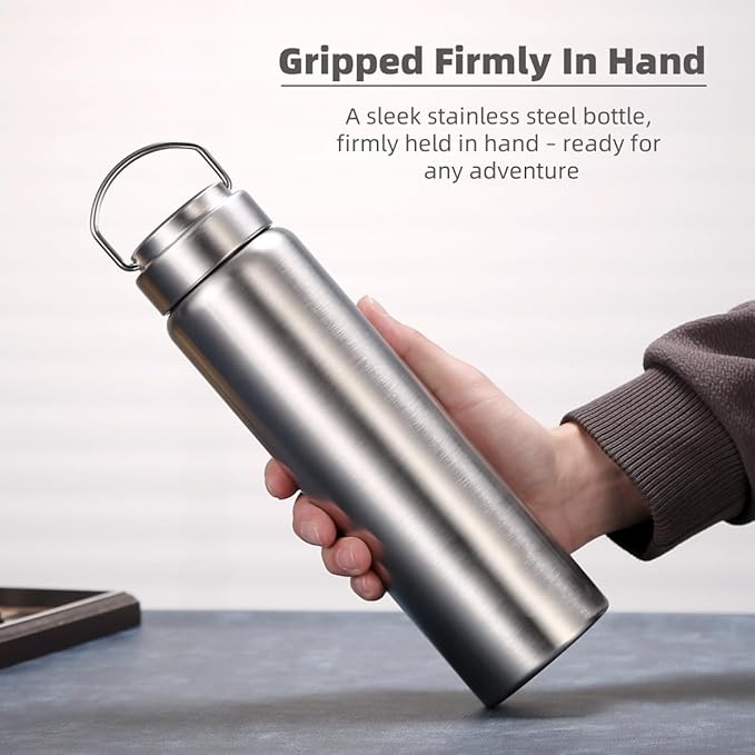 CDJ 16 OZ Uninsulated Single Wall Stainless Steel Water Bottle, Reusable Metal Water Bottle for Sports, Leakproof and Durable, Perfect for Hiking, Gym, Picnics, and Outdoor Activities
