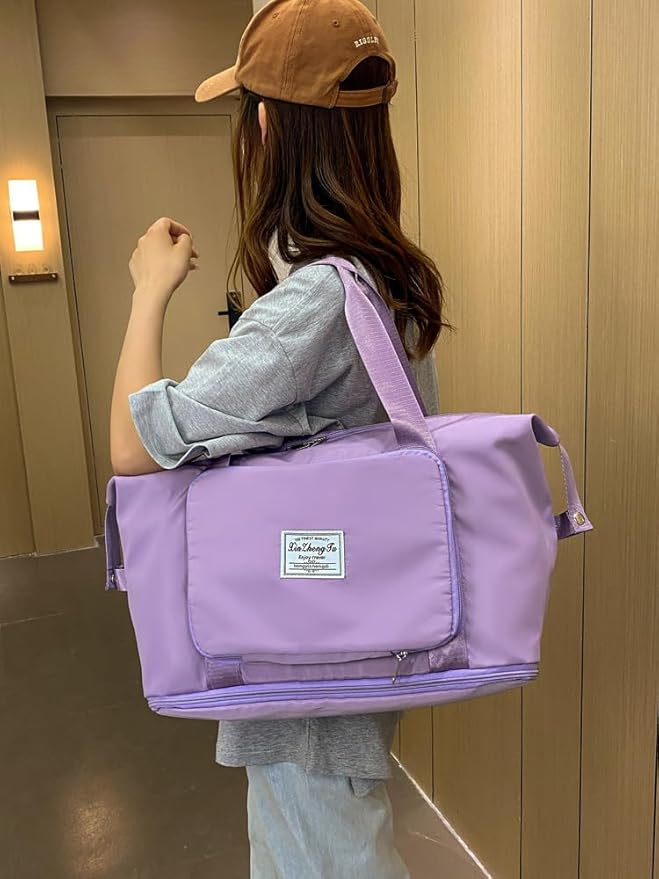 Lightweight Foldable Travel Duffle Bag, Large Capacity Carry On Weekender Bags with Wet Pocket, Water Resistant Workout Sports Gym Bag, Travel Essentials Bag for Travel hospital Weekend
