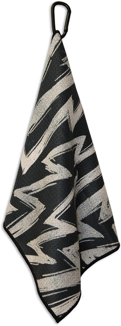 RokFit Gym & Golf Towel – Multi-Use, Quick-Dry, Durable Utility Towel with Bold Graphic and Carabiner Clip (Volt Pattern)