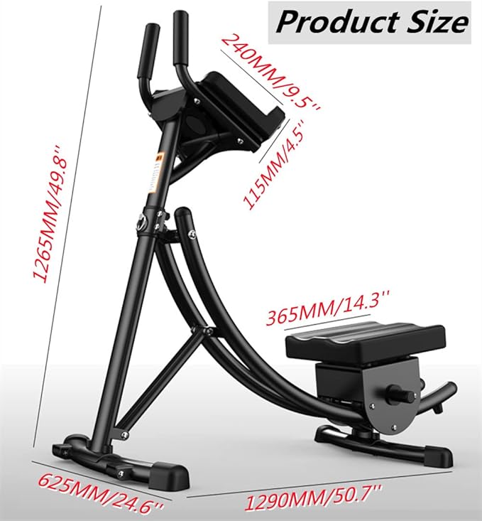 Ab Machine - Adjustable Core Trainer for Home Gym, Foldable Abdominal Strength Training Workout Equipment for Women and Men,Ab Cruncher 550 lbs Weight Capacity Strength Training