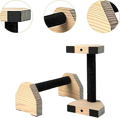 2Pcs Push up Bar Sturdy Wooden Parallettes Bar Push up Stands Pushup Handles for Gymnastics Strength Training Aerobics
