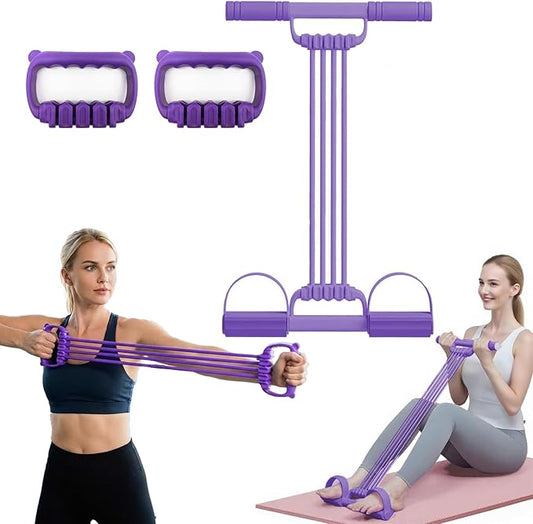 3 in 1 Adjustable Pedal Resistance Band, 8-Tube Multifunction Tension Rope, Natural Latex sit-up Trainer Resistance Band Suitable for Fat Loss and Full-Body Shaping Workout