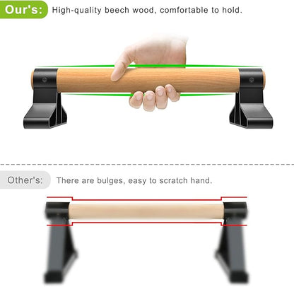 SELEWARE Wood push up bars Parallettes bars Anti-slip Handstand Bars for Calisthenics, Fitness, Floor workouts Solid Wood with Sturdy Metal Bracket, Support 600 lbs