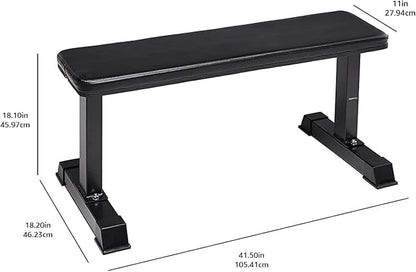 Amazon Basics Sturdy Flat Weight Bench for Home Gym, Strength Training, Stable Assembly, Black