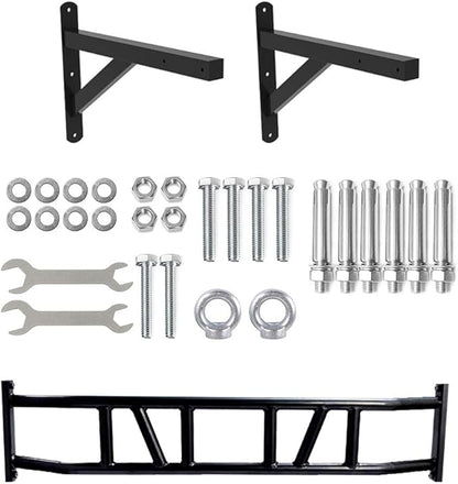 BESTHLS Wall Mounted Pull Up Bar and Dip Station, Heavy Duty Wall Mount Pull-up Chin Up Bar Multifunctional Home Gym Workout Indoor Exercise Equipment Support to 440 Lbs