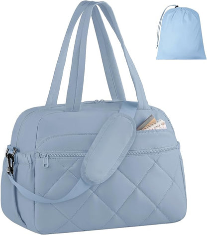 HOTOR Gym Bag for Women - Lightweight Travel Duffle Bags with Wet Pocket & Separate Shoe Bag, Multi-Pocket Carry on Weekender Duffel for Sports, Fitness, Overnight Trip, Blue, 16.5" x 7.5" x 11.9"