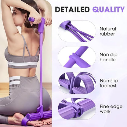 21 Fitness Resistance Bands-4 Tube Pedal Ankle Puller, 2025 Upgrade Foot Pedal Resistance Band, Yoga Elastic Exercise Bands, AB Training Auxiliary Device Workout Equipment for Women and Men