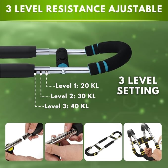 Twister Arm Trainer - Chest Workout Equipment - Chest Press Machine - Arm Trainer for Men - Power Twister Bar - Exercise Bar - Upper Body Workout Equipment with Resistance Band