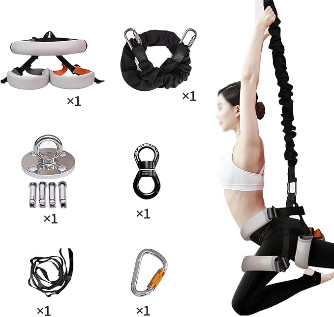 Bungee Dance Resistance Belt Rope,Professional Hanging Heavy Cord Yoga Fitness Bungee for Aerial Dance Home Suspension Training Kit W/Accessories (Set of 1 60~70kg)