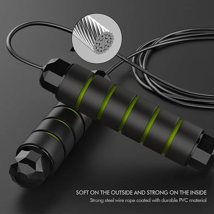 Jump Rope, Tangle-Free Rapid Speed Jumping Rope Cable with Ball Bearings for Women, Men, and Kids, Adjustable Steel Jump Rope with Foam Handles for Home Gym Exercise Fitness Workout Equipment & Slim Body