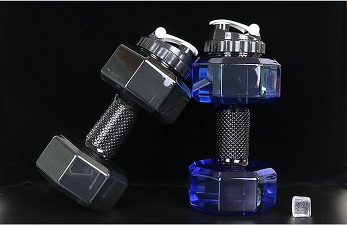 Big Capacity PETG Friendly Cup Dumbbell Shape Drinking Water Bottles Barbell Kettle Body Training Bottle () for Outdoor Camping Travel