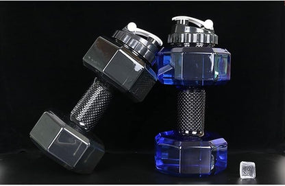 Big Capacity PETG Friendly Cup Dumbbell Shape Drinking Water Bottles Barbell Kettle Body Training Bottle () for Outdoor Camping Travel
