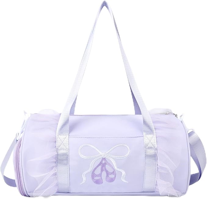 Dance Bag for girls, KUIRAN 8L Dance Duffel Bag with Separate Shoe Compartment Lightweight Water-resistant Sport Bag for Dance, Ballet, Gym, Travel - Purple