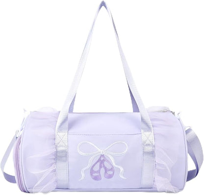 Dance Bag for girls, KUIRAN 8L Dance Duffel Bag with Separate Shoe Compartment Lightweight Water-resistant Sport Bag for Dance, Ballet, Gym, Travel - Purple