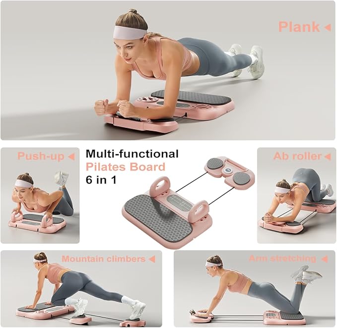 Upgraded Pilates Reformer, Pilates Board Equipment Home Pilates Machine Kit with Timer / Ab Workout Equipment / Multifunctional Push-Up Board / Resistance Bands / Balance Board for Women Home Workout
