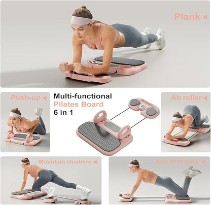 Upgraded Pilates Reformer, Pilates Board Equipment Home Pilates Machine Kit with Timer / Ab Workout Equipment / Multifunctional Push-Up Board / Resistance Bands / Balance Board for Women Home Workout