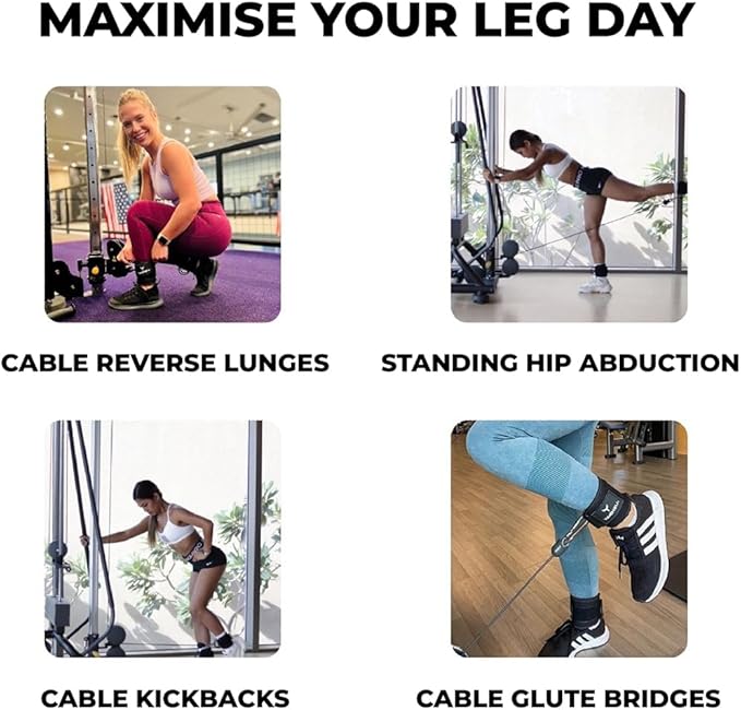 Ankle Straps for Cable Machines Women, Glute Kickback Cable Machine Attachments, Gym Ankle Cuffs, Wrist Cuffs for Workout, Leg Training Accessory, Fitness Gear for Home or Gym