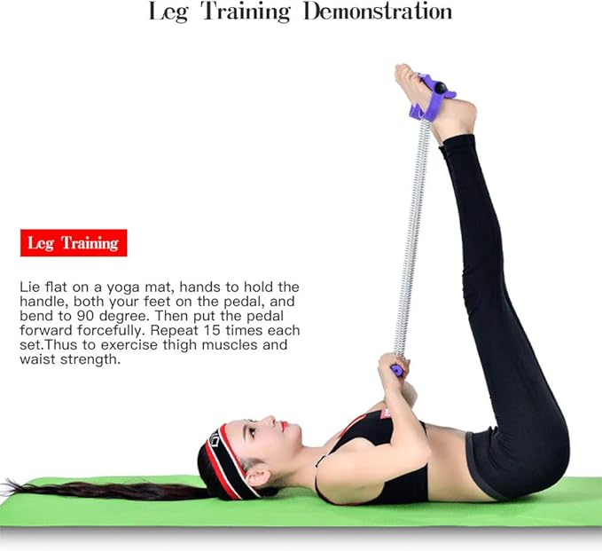 Elastic Sit Up Pull Rope Pedal Resistance Band Powerful Spring Drawstring Tummy Trimmer Equipment Portable Home Gym with Elastic Bodybuilding Fitness Slimming Training Exercise Bands