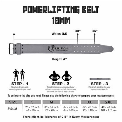 Beast Power Gear Weight Lifting Belts - Free Strap 4” Wide 10mm Thick for Weightlifting Bodybuilding Powerlifting Belt Superior Back Support Gym Belts for Men Women