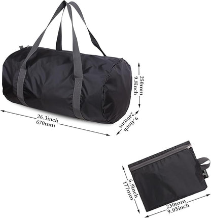 Travel Bag Foldable,Portable Lightweight Gym Bag,Sports Duffel Bags for Women&Men - for Camp, Fitness, and Short tours, shopping (Black, L)