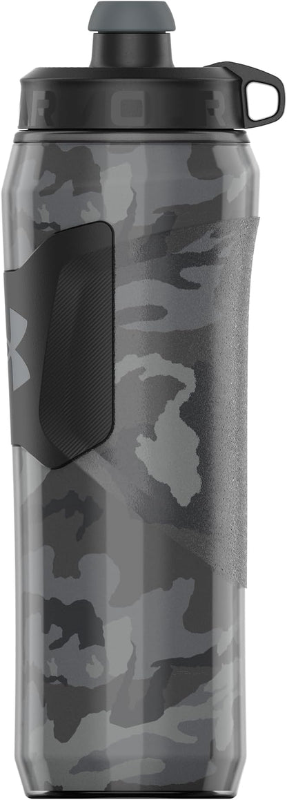 Under Armour 28oz Playmaker Squeeze Insulated 2 - Sports Water Jug, Leak Resistant for Baseball, Football & More, Black Steel Camo