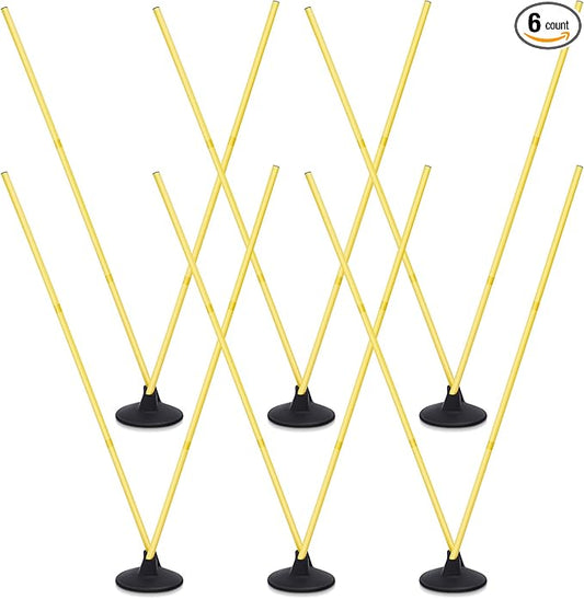 Wenqik 12 Pcs Soccer Agility Poles Set with 6 Training Poles Soccer Bases Detachable Speed Pole Highly Visible Yellow Sports and Agility Training Equipment Slalom Poles to Improve Balance Quickness