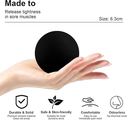 Massage Ball for Deep Tissue Therapy, Lacrosse Ball for Trigger Point and Myofascial Release, Muscle Knots, and Yoga Therapy (Black-Red)