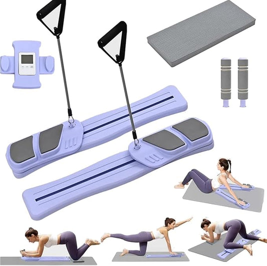 Pilates Board for Home Workout, 7-in-1 Portable Pilates Reformer Machine with LED Timer, Ab Workout Board Core Trainer, Home Gym Equipment for Men and Women 150KG Capacity